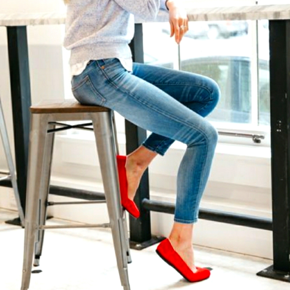 NWOT Red Loafers Suede Ballet Flats